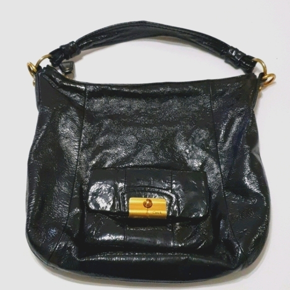 Coach Gold Clasp Textured Handbag - Picture 1 of 6